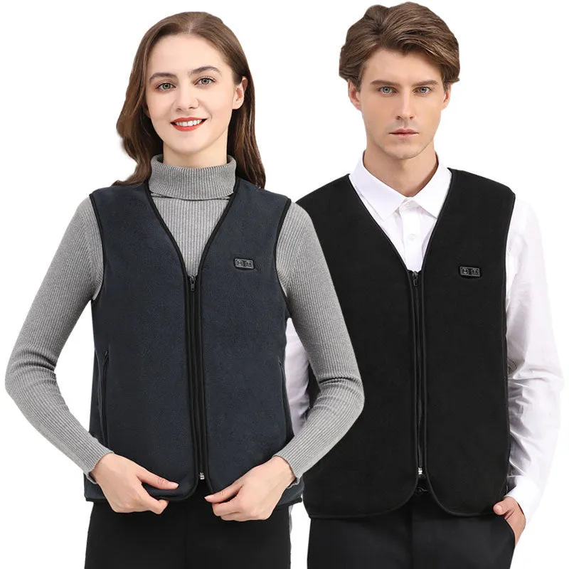 V-Neck Heated Fleece Jacket