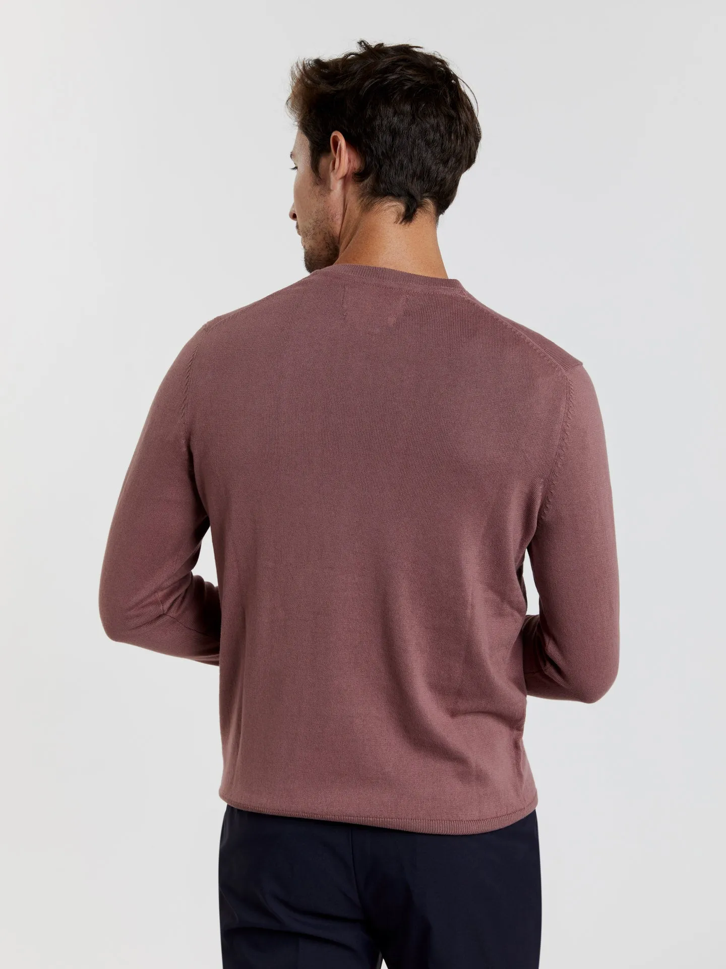 V-neck sweater with denim dye effect