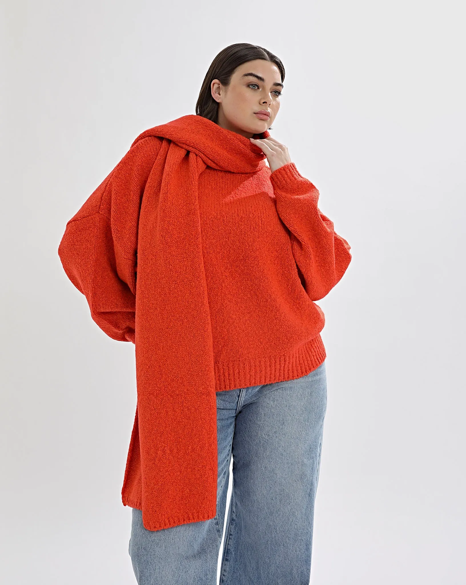 Valentina Knit Scarf Red Marl