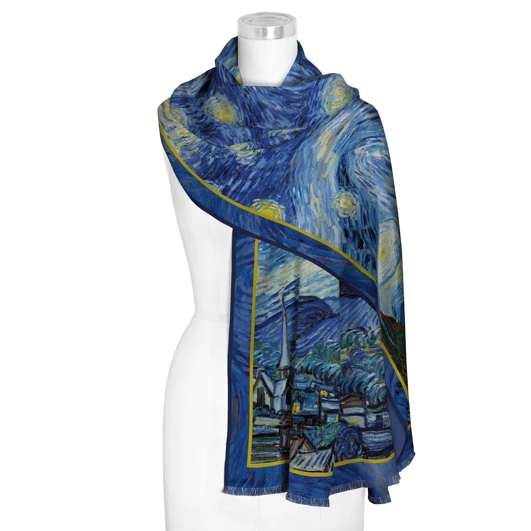 van Gogh Starry Night Silk Blend Women's Fashion Shawl