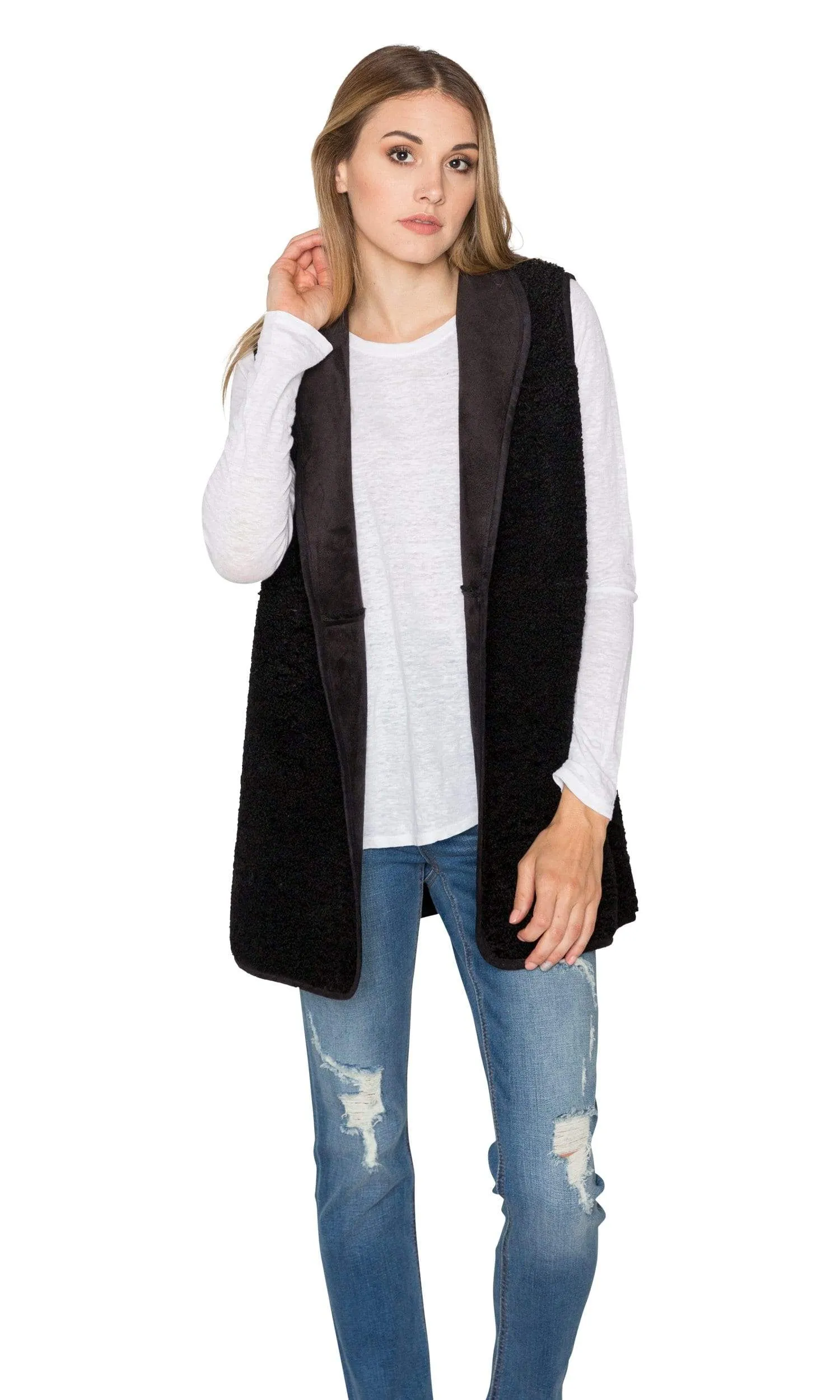 Velvet by Graham & Spencer Valetta Faux Sherpa Reversible Colorblock Vest