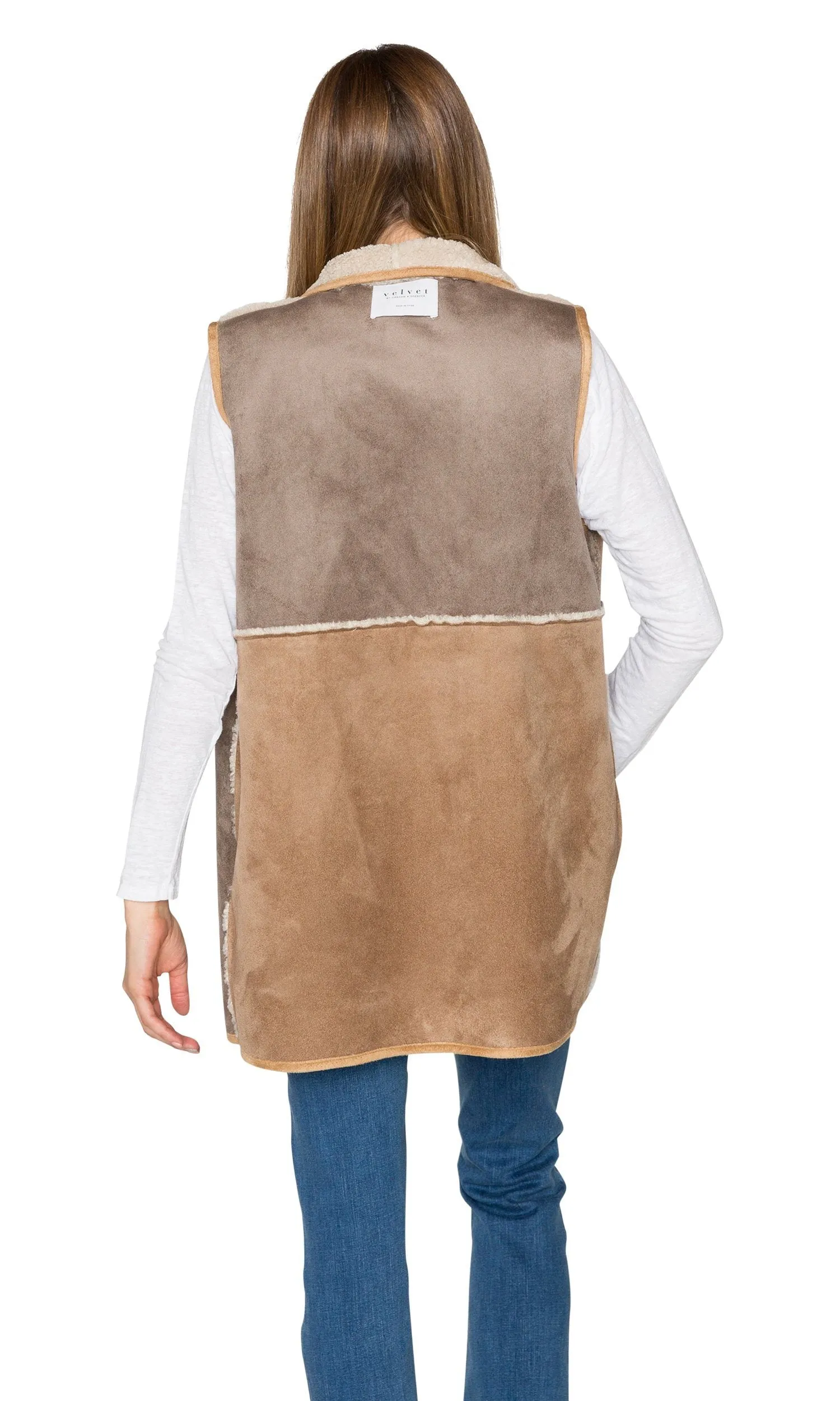 Velvet by Graham & Spencer Valetta Faux Sherpa Reversible Colorblock Vest