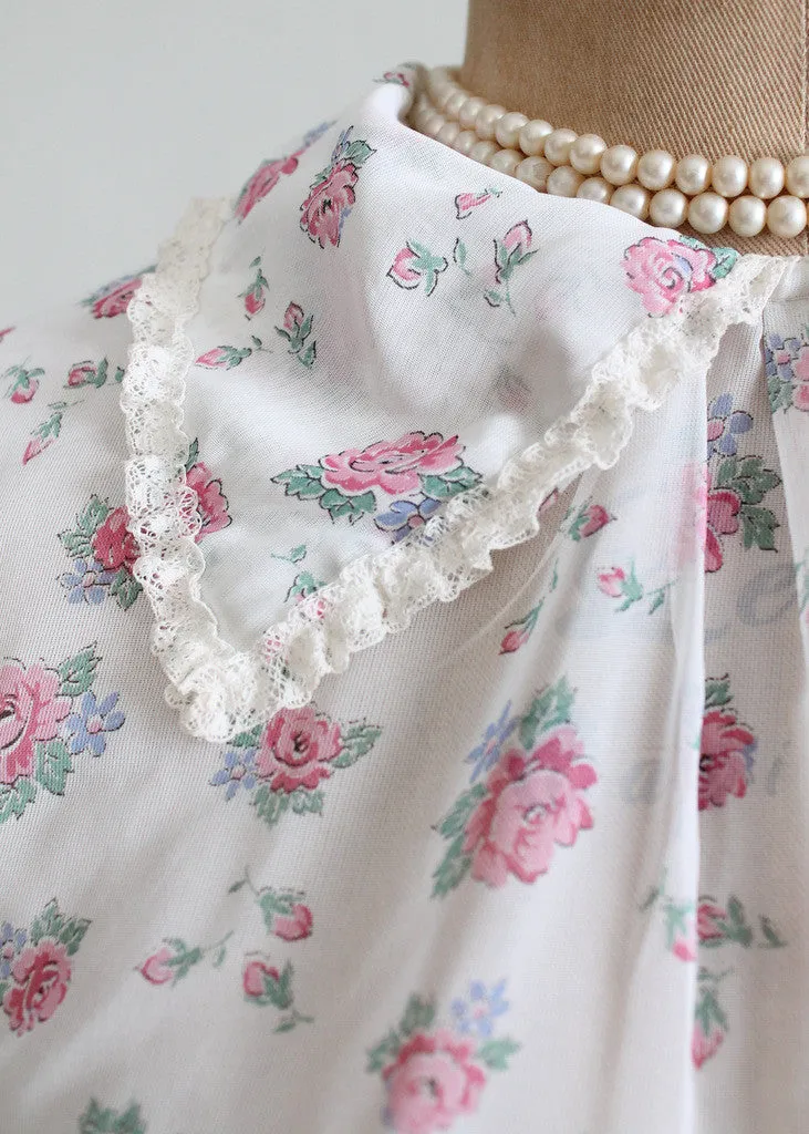 Vintage 1950s Sheer Floral Sweetheart Blouse