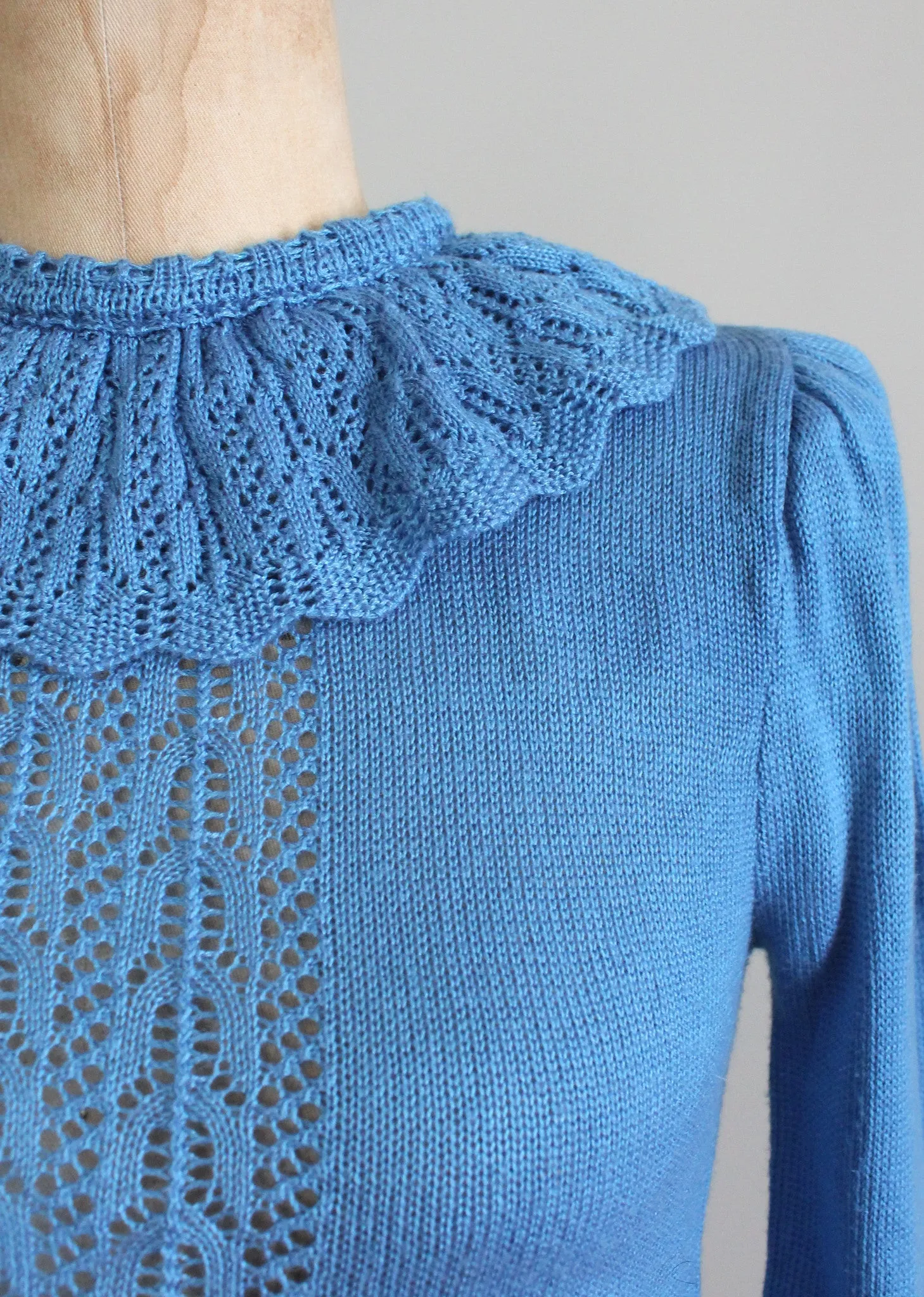 Vintage 1970s Blue Bell Ruffle Sweater