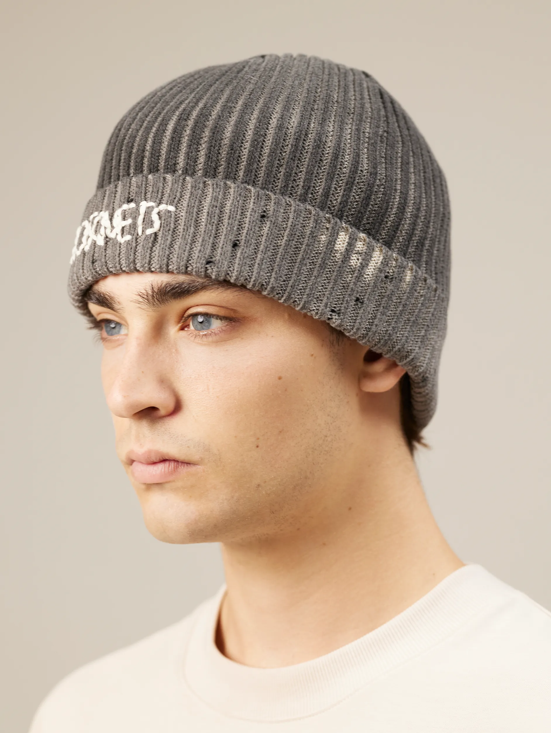 VINTAGE DYE KNIT BEANIE GREY "MOSQUETS"