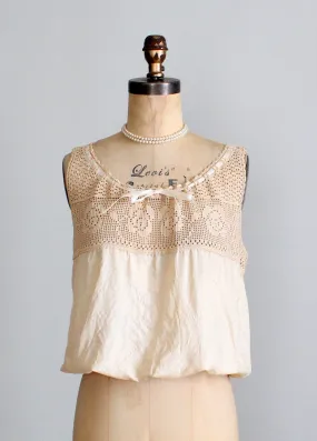 Vintage Edwardian Silk and Crochet Corset Camisole