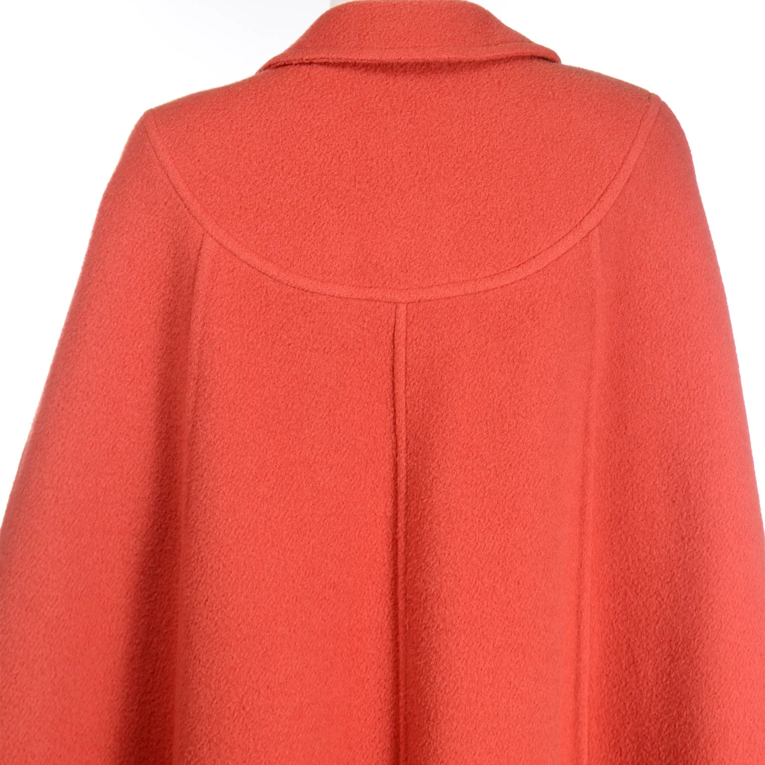 Vintage Guy Laroche Orange Wool Cape with Tie at the Neck