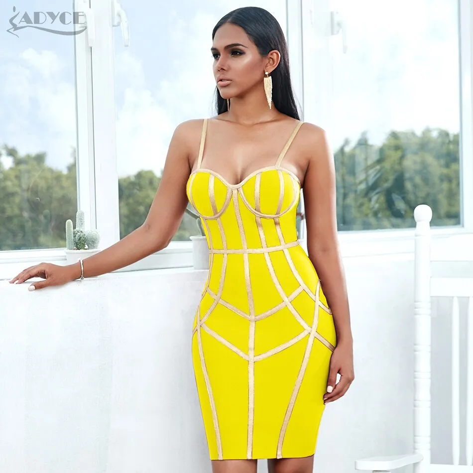 Wenkouban 2022 New Summer Bodycon Bandage Dress Women Sexy Spaghetti Strap Sleeveless Club Knee Length Celebrity Evening Party Dress