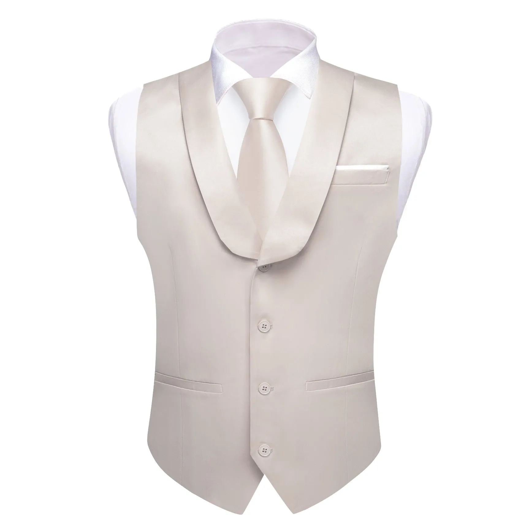 White Solid Jacquard Shawl Lapel Men's Collar Vest