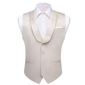 White Solid Jacquard Shawl Lapel Men's Collar Vest