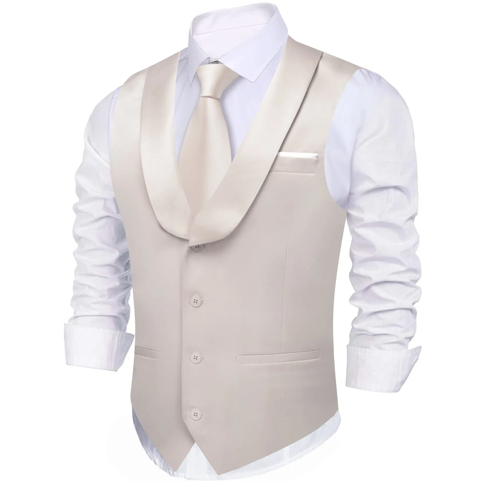 White Solid Jacquard Shawl Lapel Men's Collar Vest