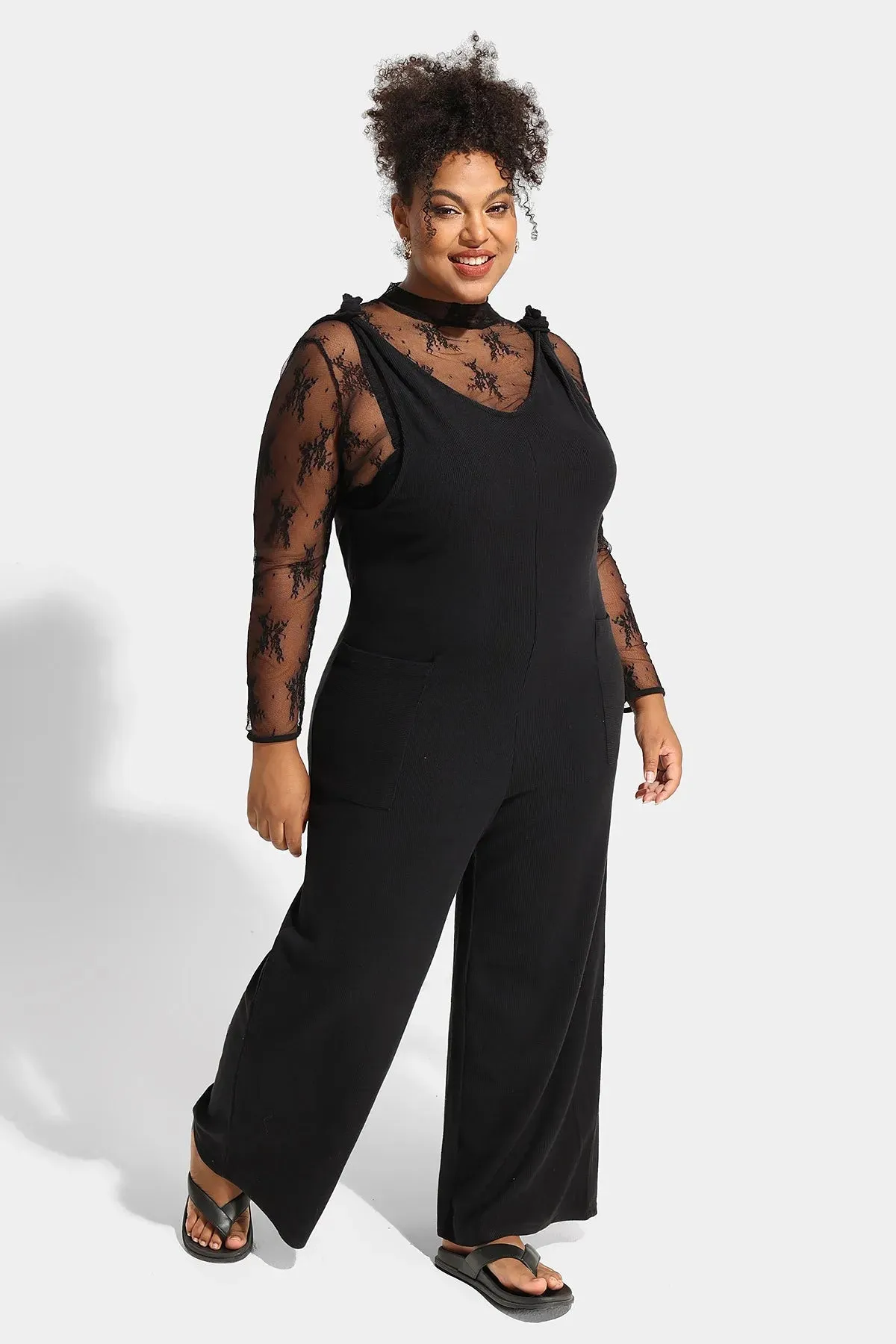 Wide Leg Camisole Overall Jumpsuit with Pockets