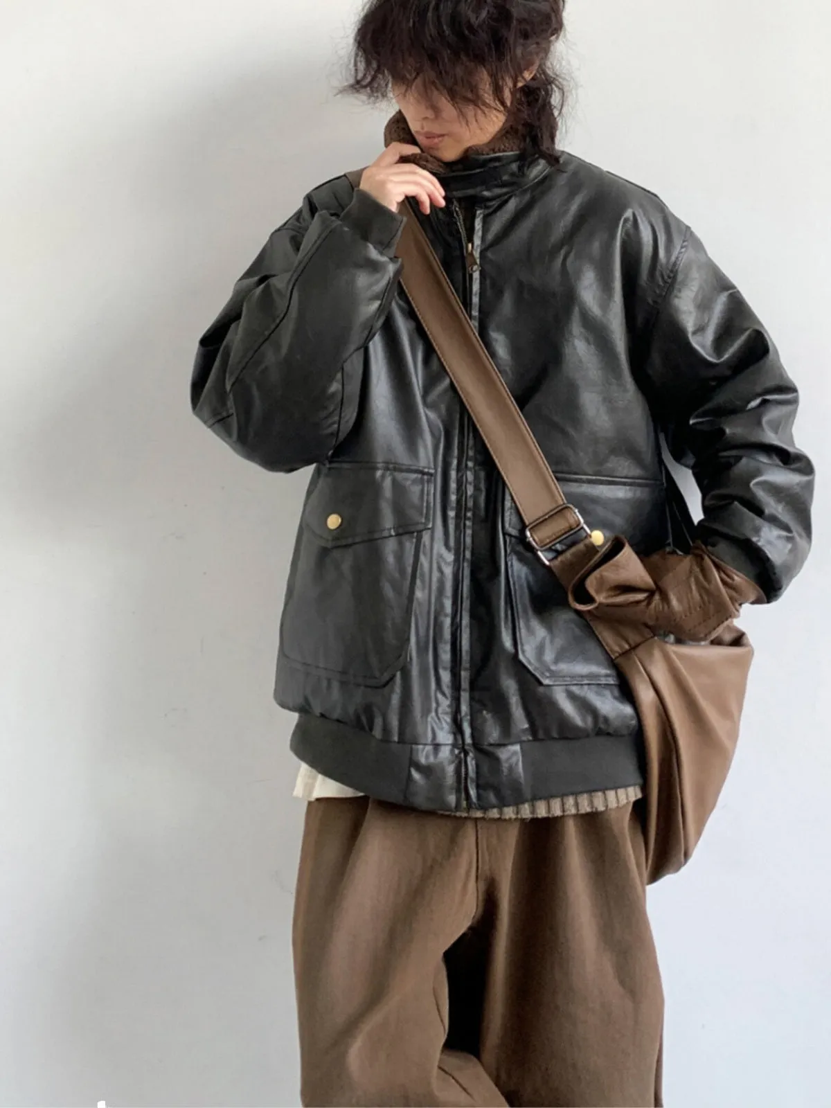 WLS Retro Neutral Maillard Motorcycle Leather Jacket