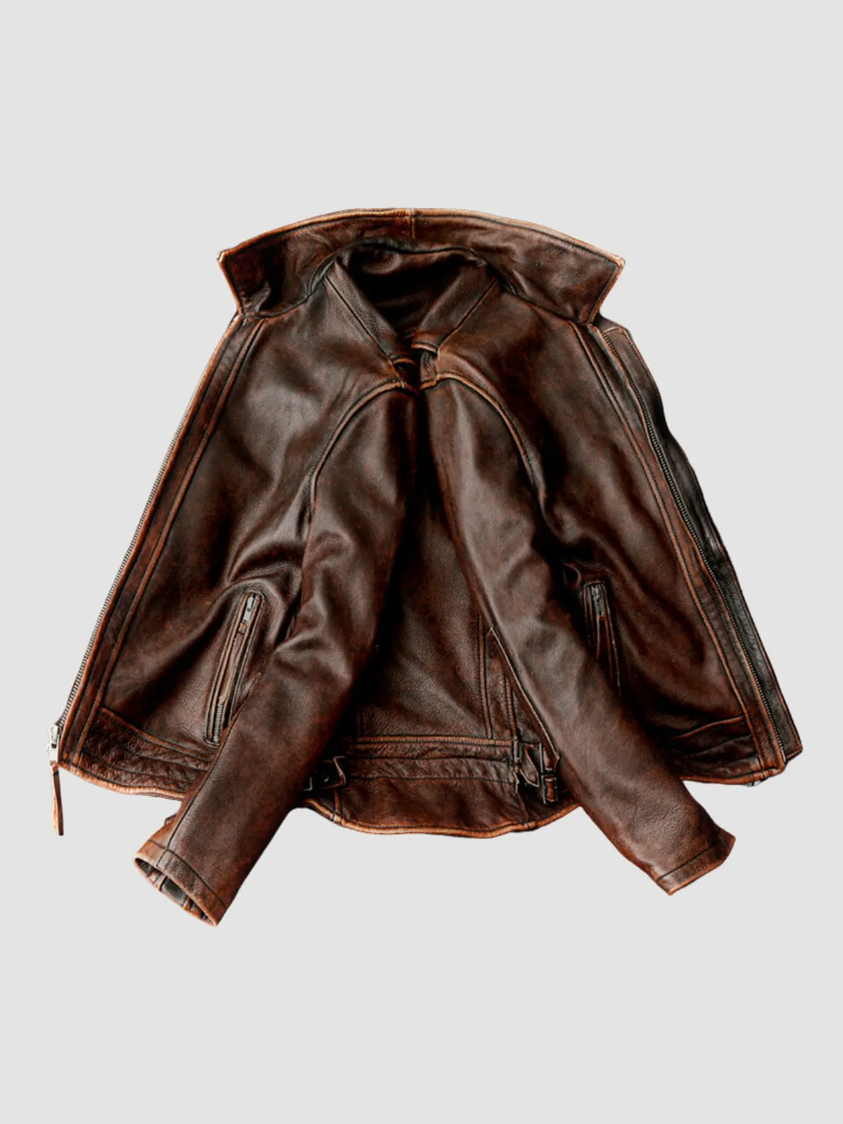 WLS Retro Stone-Washed Leather Jacket