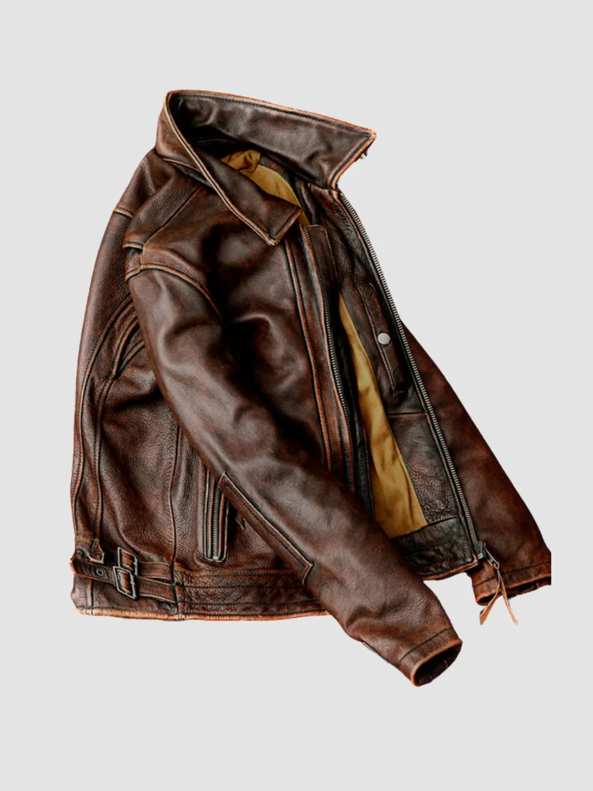 WLS Retro Stone-Washed Leather Jacket