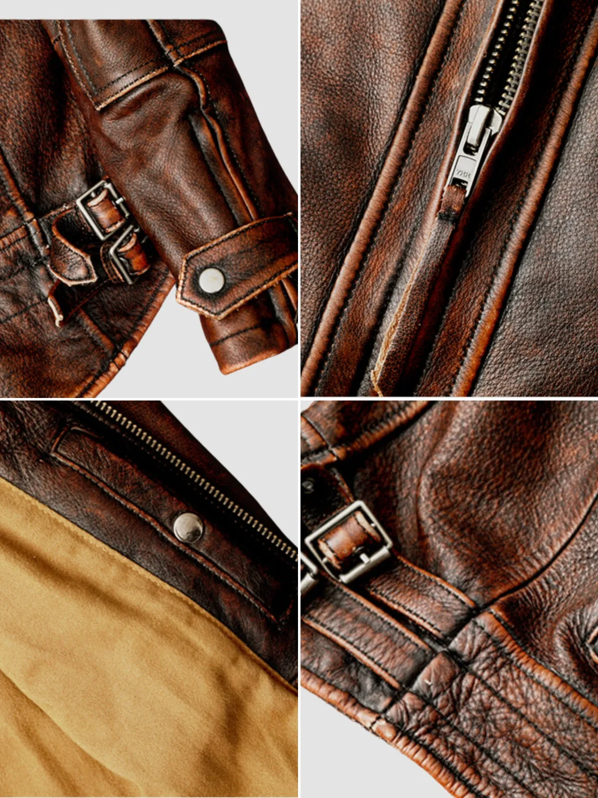 WLS Retro Stone-Washed Leather Jacket