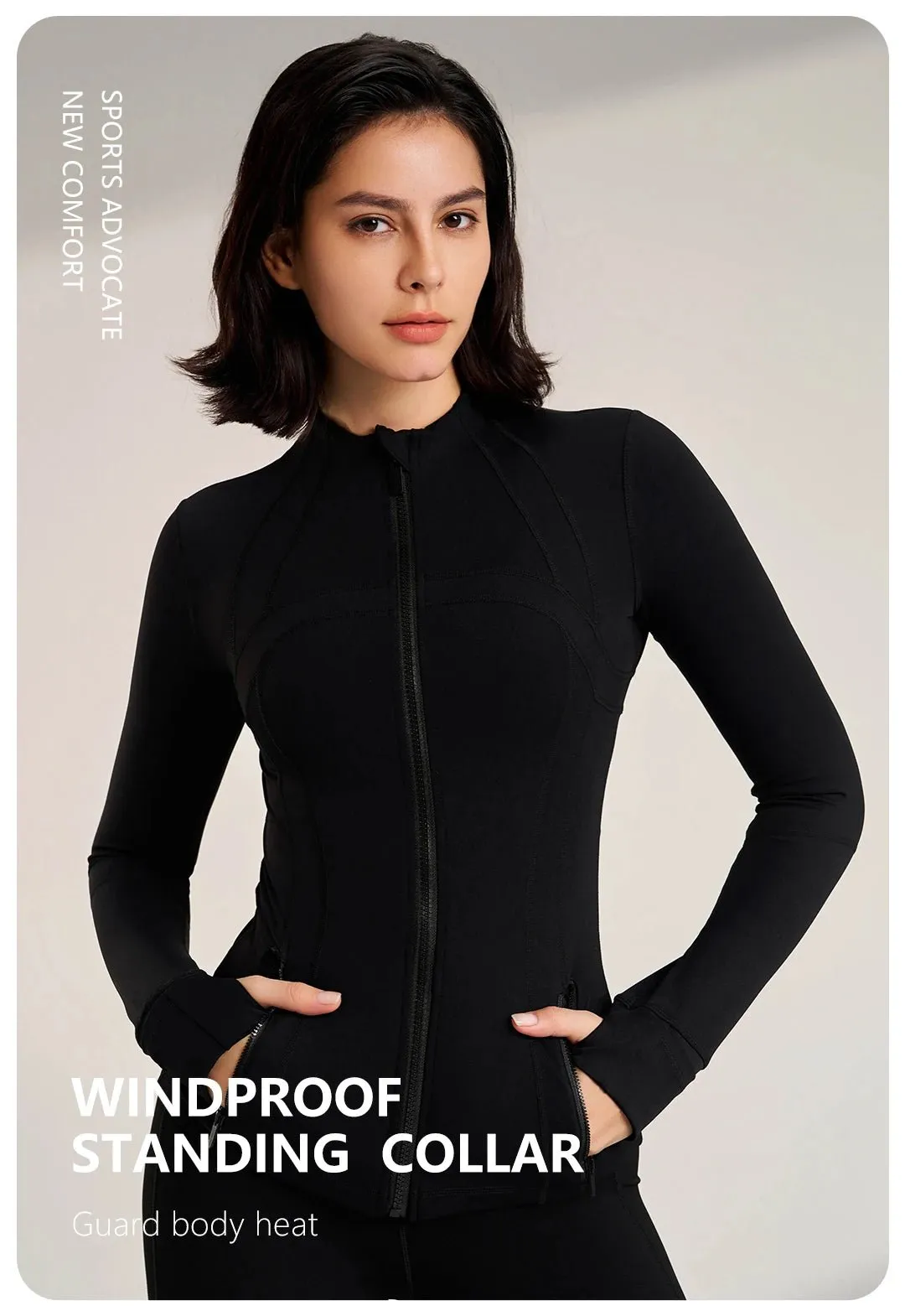 Women's new collar Slim jacket sports long-sleeved jacket fitness yoga clothing quick dry breathable fitness clothing