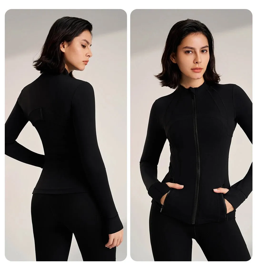 Women's new collar Slim jacket sports long-sleeved jacket fitness yoga clothing quick dry breathable fitness clothing