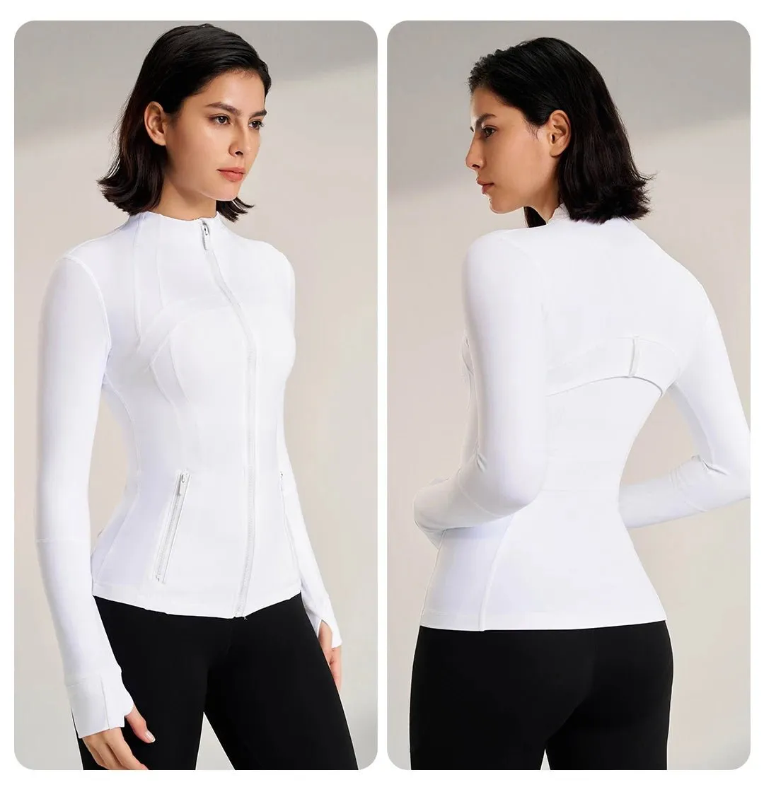 Women's new collar Slim jacket sports long-sleeved jacket fitness yoga clothing quick dry breathable fitness clothing