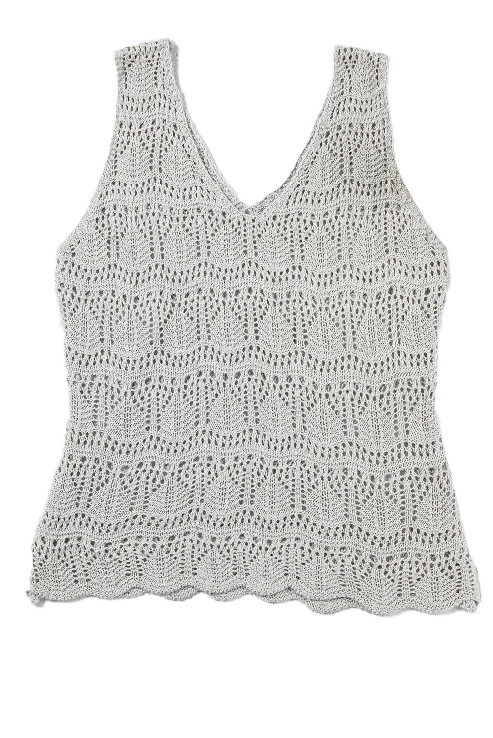 Womens V Neck Crochet Sleeveless Shirts Sweater Vest