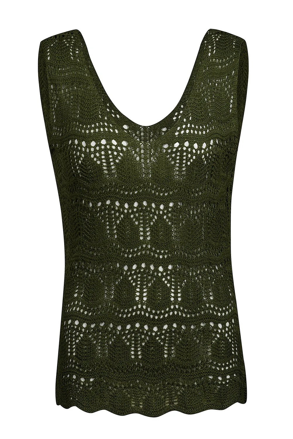 Womens V Neck Crochet Sleeveless Shirts Sweater Vest