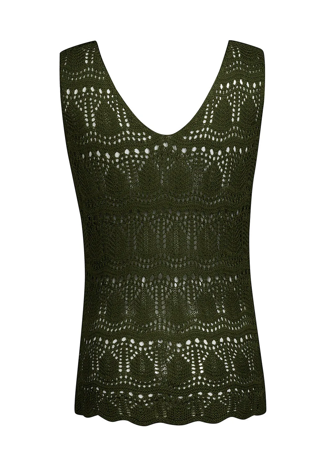 Womens V Neck Crochet Sleeveless Shirts Sweater Vest