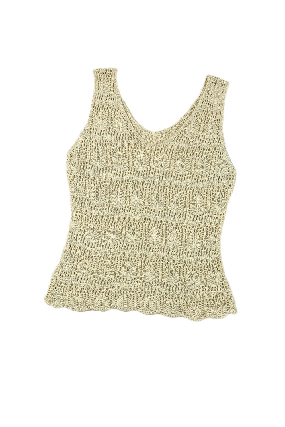 Womens V Neck Crochet Sleeveless Shirts Sweater Vest