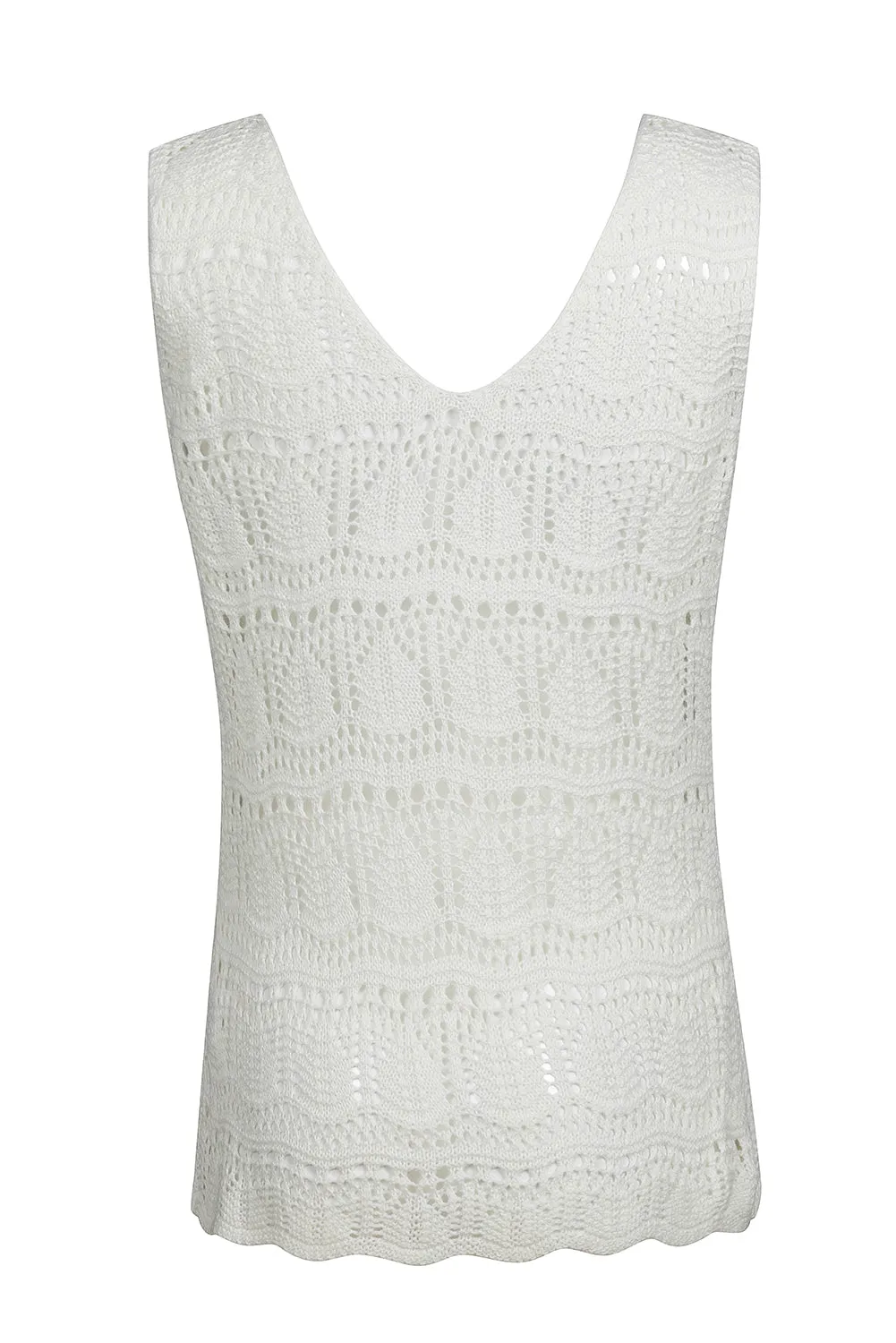 Womens V Neck Crochet Sleeveless Shirts Sweater Vest