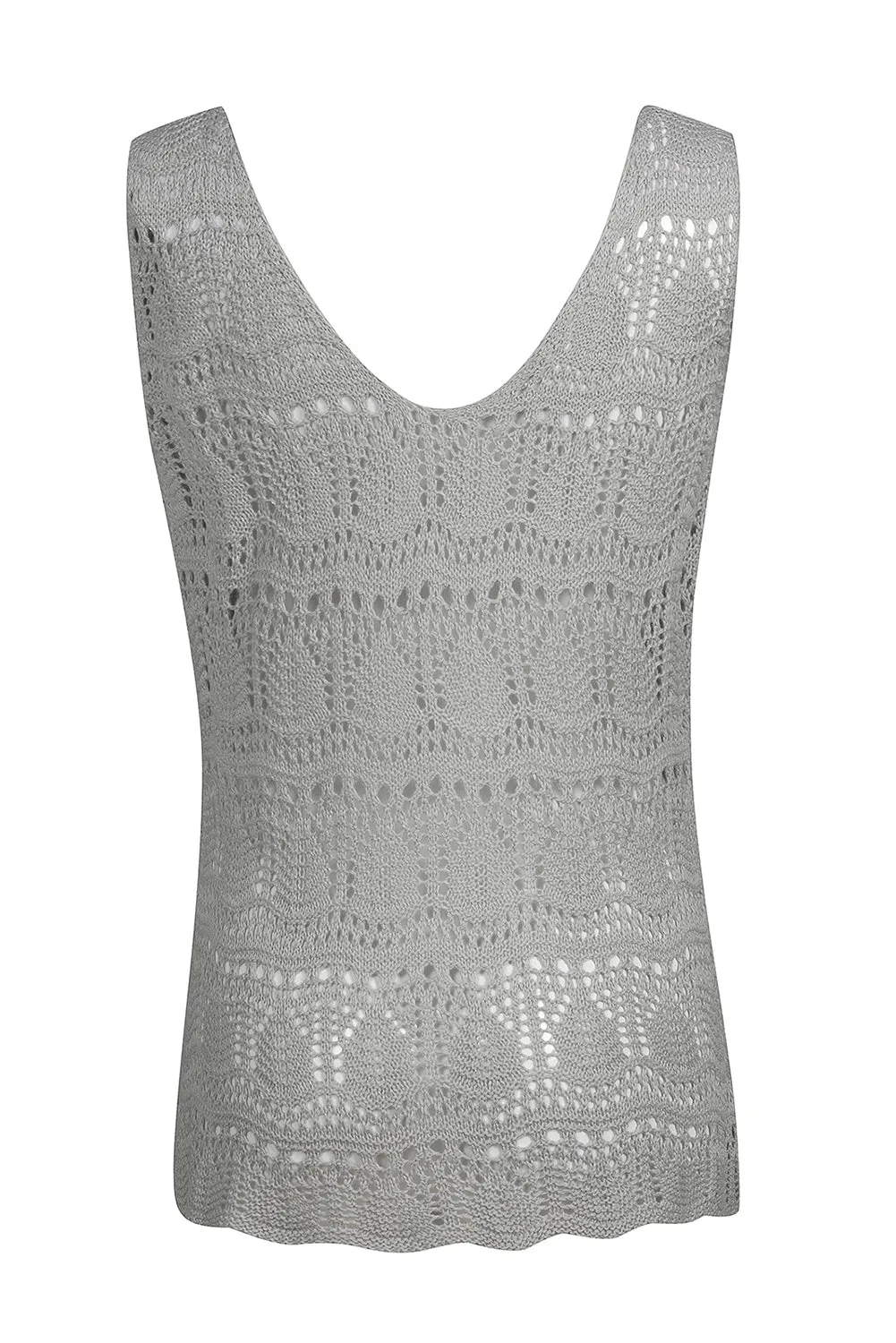 Womens V Neck Crochet Sleeveless Shirts Sweater Vest