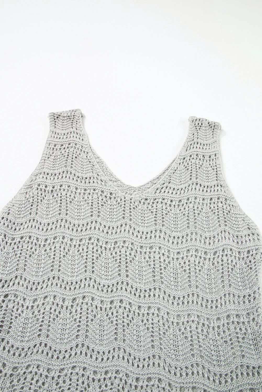 Womens V Neck Crochet Sleeveless Shirts Sweater Vest