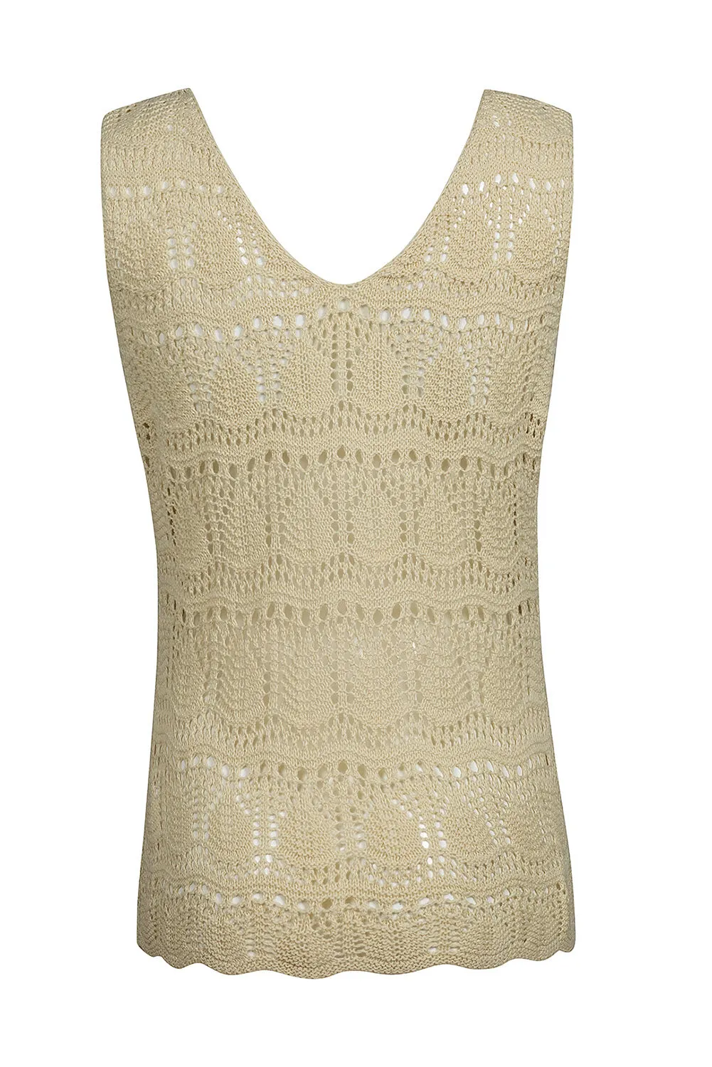 Womens V Neck Crochet Sleeveless Shirts Sweater Vest