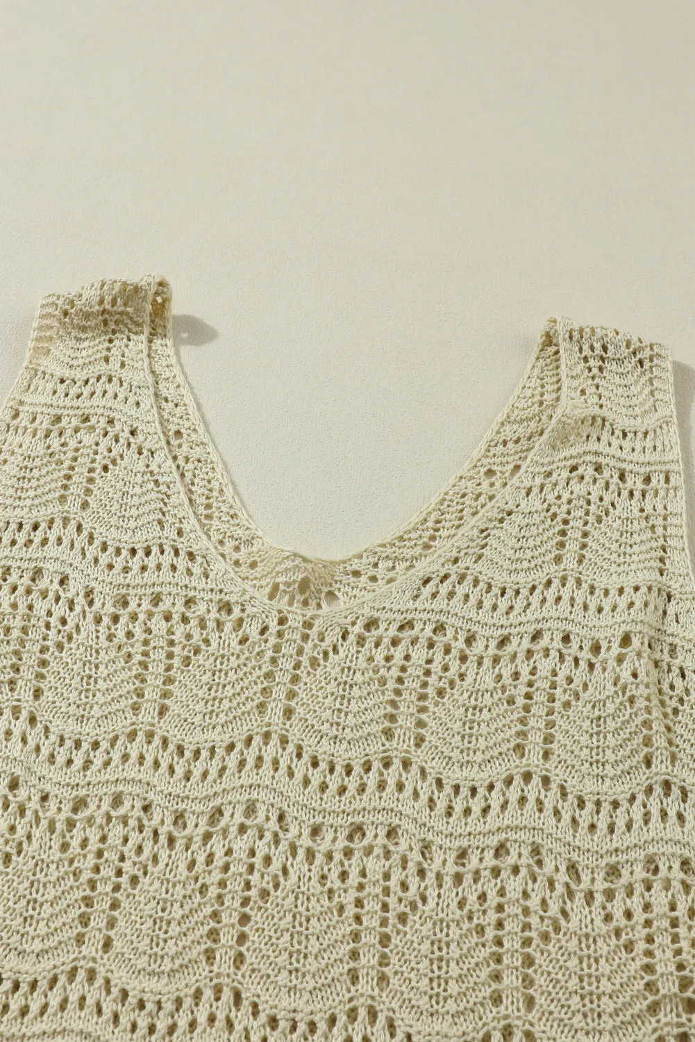 Womens V Neck Crochet Sleeveless Shirts Sweater Vest