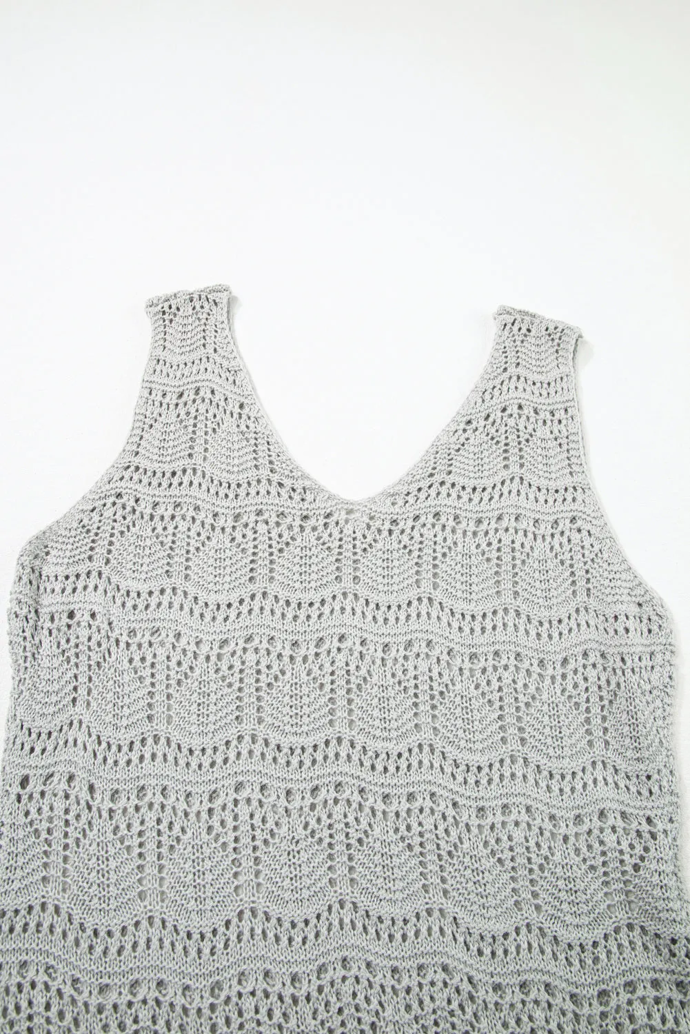 Womens V Neck Crochet Sleeveless Shirts Sweater Vest