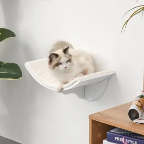 Wood Cat Shelves Wall-Mounted Shelter Curved Kitten Bed Cat Perch Climber Cat Furniture 41 x 28 x 21cm White