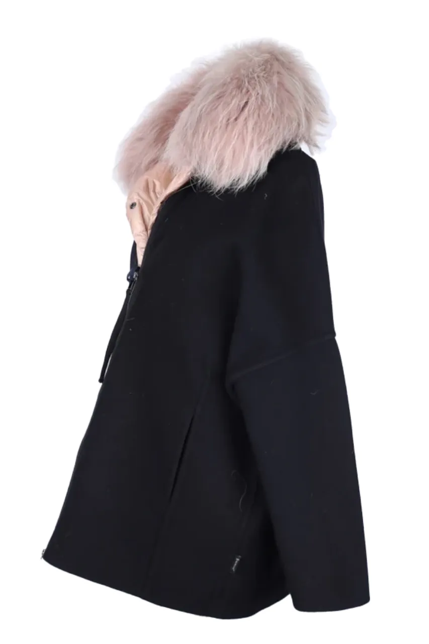 Wool-Cashmere 2 In 1 Dress Coat W/ Fur Vest