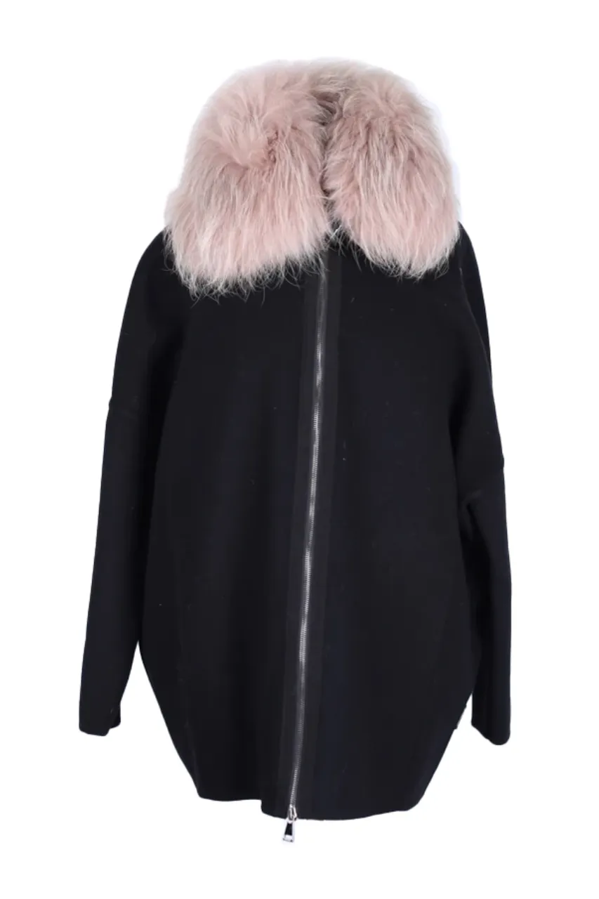 Wool-Cashmere 2 In 1 Dress Coat W/ Fur Vest