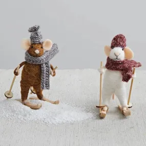 Wool Felt Skiing Mouse Ornament